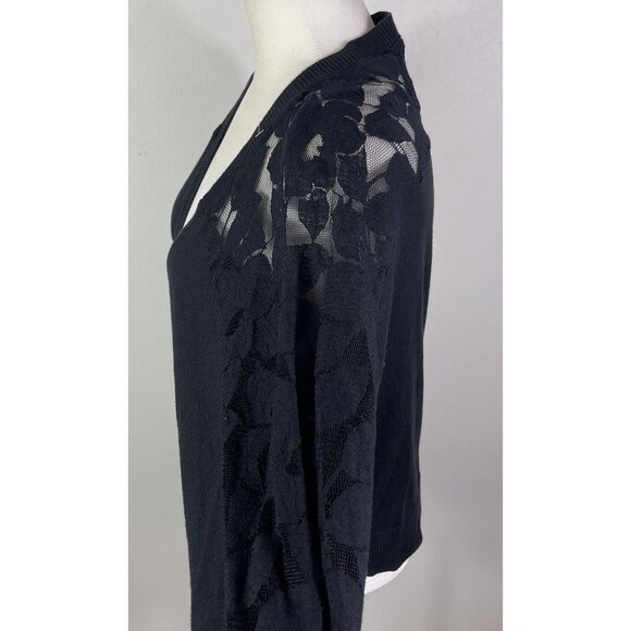 American Eagle Black Womens Cropped Cardigan Lightweight XL Lace Fairygrunge Y2K - Picture 6 of 12